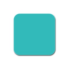 Color Medium Turquoise Rubber Square Coaster (4 Pack)  by Kultjers