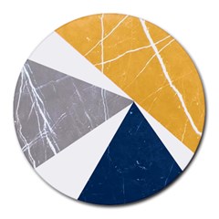 Abstrait Triangles Jaune/bleu/gris Round Mousepads by kcreatif
