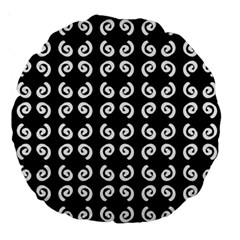 Abstrait Spirale Blanc/noir Large 18  Premium Round Cushions by kcreatif