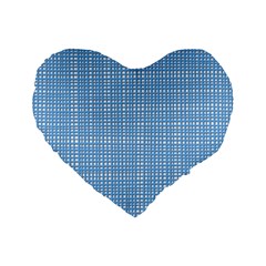 Blue Knitted Pattern Standard 16  Premium Flano Heart Shape Cushions by goljakoff