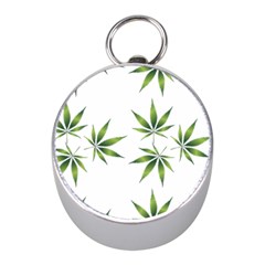 Cannabis Curative Cut Out Drug Mini Silver Compasses
