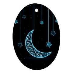 Moon Star Neon Wallpaper Ornament (oval) by Dutashop