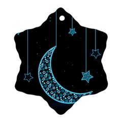 Moon Star Neon Wallpaper Ornament (snowflake)