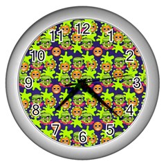 Smiley Background Smiley Grunge Wall Clock (silver) by Dutashop
