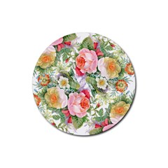 Garden Flowers Rubber Round Coaster (4 Pack) 