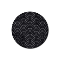Black Sashiko Pattern Rubber Coaster (round)  by goljakoff