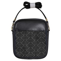 Black Sashiko Pattern Girls Sling Bag by goljakoff
