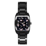 Sparkle Floral Stainless Steel Barrel Watch
