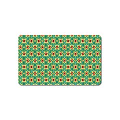 Green Floral Pattern Magnet (name Card) by designsbymallika