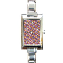 Summer Floral Pattern Rectangle Italian Charm Watch by designsbymallika