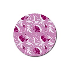 Folk Floral Pattern  Flowers Print  Rubber Round Coaster (4 Pack)  by Eskimos