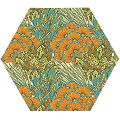 Orange Flowers Wooden Puzzle Hexagon by goljakoff