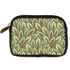 Green Leaves Digital Camera Leather Case by goljakoff
