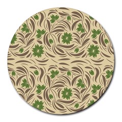 Folk Floral Pattern  Abstract Flowers Print  Seamless Pattern Round Mousepads by Eskimos