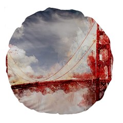 Golden Gate Bridge Large 18  Premium Round Cushions by goljakoff