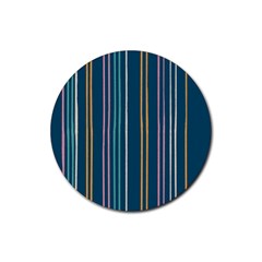 Multicolored Stripes On Blue Rubber Round Coaster (4 Pack)  by SychEva