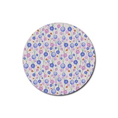 Watercolor Dandelions Rubber Coaster (round)  by SychEva