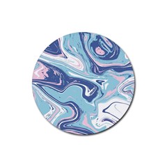 Blue Vivid Marble Pattern Rubber Round Coaster (4 Pack) 