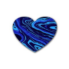 Blue Vivid Marble Pattern 16 Rubber Coaster (heart)  by goljakoff