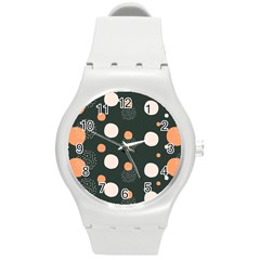 Black Peach White  Round Plastic Sport Watch (m) by Sobalvarro