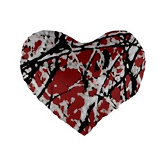 Vibrant Abstract Textured Artwork Print Standard 16  Premium Flano Heart Shape Cushions by dflcprintsclothing
