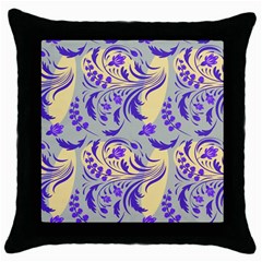 Folk Floral Pattern  Abstract Flowers Surface Design  Seamless Pattern Throw Pillow Case (black) by Eskimos