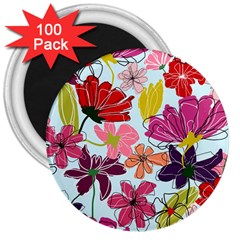 Flower Pattern 3  Magnets (100 Pack) by Galinka