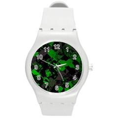 Cyber Camo Round Plastic Sport Watch (m) by MRNStudios