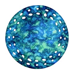 Deep Blues Round Filigree Ornament (two Sides) by AlkaravanCreations