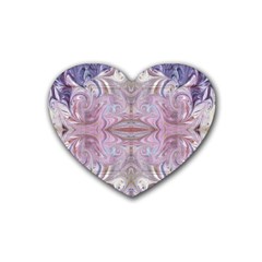 Amethyst Swirls Repeats Rubber Coaster (heart)  by kaleidomarblingart