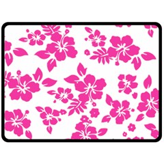 Hibiscus Pattern Pink Fleece Blanket (large)  by GrowBasket