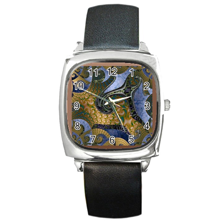 Ancient Seas Square Metal Watch