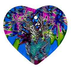 Exotic Flowers In Vase Heart Ornament (two Sides) by LW323