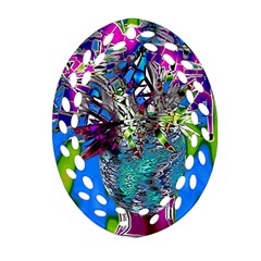 Exotic Flowers In Vase Ornament (oval Filigree) by LW323