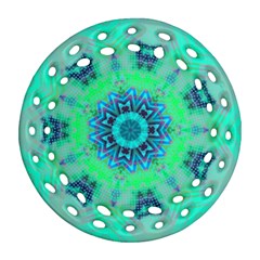 Blue Green  Twist Round Filigree Ornament (two Sides) by LW323