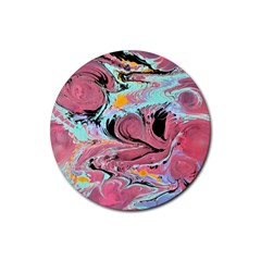 Abstract Marble Rubber Coaster (round)  by kaleidomarblingart