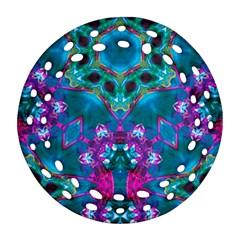 Peacock2 Round Filigree Ornament (two Sides) by LW323