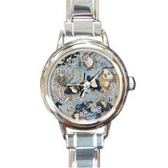 Famous Heroes Of The Kabuki Stage Played By Frogs  Round Italian Charm Watch by Sobalvarro
