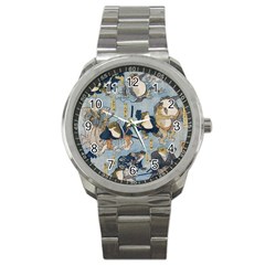 Famous Heroes Of The Kabuki Stage Played By Frogs  Sport Metal Watch by Sobalvarro
