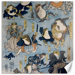 Famous Heroes Of The Kabuki Stage Played By Frogs  Canvas 12  X 12  by Sobalvarro