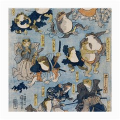 Famous Heroes Of The Kabuki Stage Played By Frogs  Medium Glasses Cloth by Sobalvarro