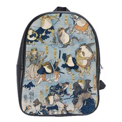 Famous Heroes Of The Kabuki Stage Played By Frogs  School Bag (large) by Sobalvarro