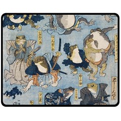 Famous Heroes Of The Kabuki Stage Played By Frogs  Fleece Blanket (medium)  by Sobalvarro