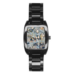 Famous Heroes Of The Kabuki Stage Played By Frogs  Stainless Steel Barrel Watch by Sobalvarro