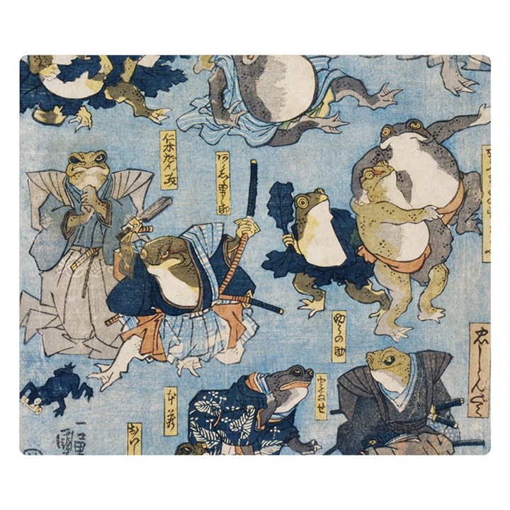 Famous heroes of the kabuki stage played by frogs  Double Sided Flano Blanket (Small) 