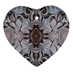 Turquoise Black Arabesque Repeats Heart Ornament (two Sides) by kaleidomarblingart
