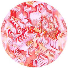Cherry Blossom Cascades Abstract Floral Pattern Pink White  Wooden Puzzle Round by CrypticFragmentsDesign