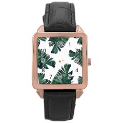 Banana Leaves Rose Gold Leather Watch  by goljakoff
