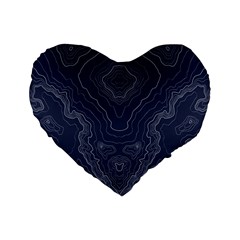 Blue Topography Standard 16  Premium Flano Heart Shape Cushions by goljakoff