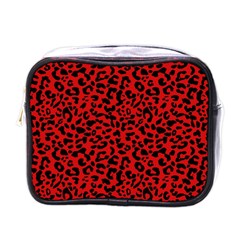 Red And Black Leopard Spots, Animal Fur Mini Toiletries Bag (one Side) by Casemiro